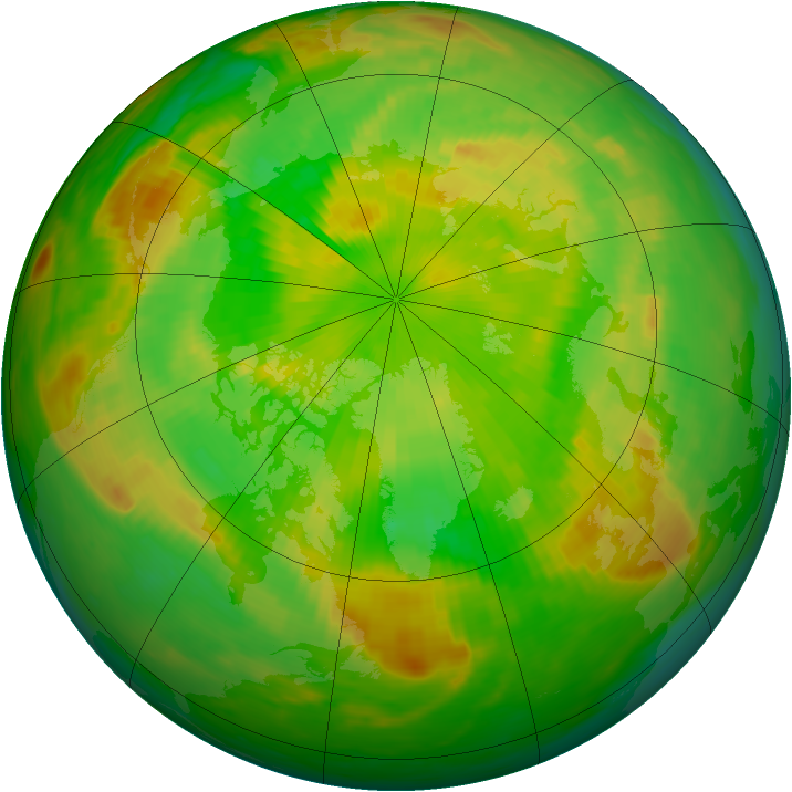 Arctic ozone map for 17 June 1991